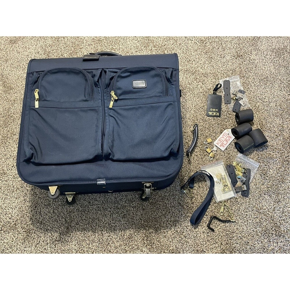 Vintage Tumi Rolling Garment Bag Nylon Navy Blue Wheeled Large Accessories Rare